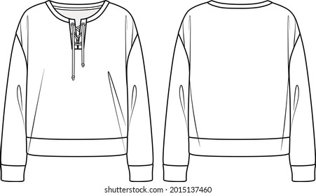 Vector Fashion Sketch Sweatshirt Eyelets Detail Stock Vector (Royalty ...
