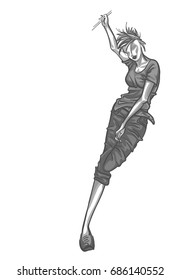 VECTOR Fashion stylish original hand drawing with the body of a beautiful young girl model for design.