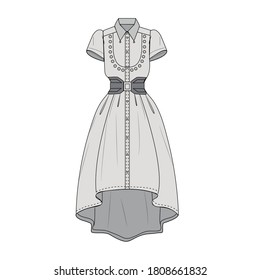 Vector Fashion Technical Design. Fancy Corset with geometric patterns Set of summer long maxi dresses and fashion stylish dress collection template, fill in the blank apparaltops bottoms various style