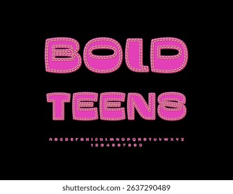 Vector Fashion template Bold Teens. Modern Denim style Font. Stylish Jeans Alphabet Letters and Numbers set. 