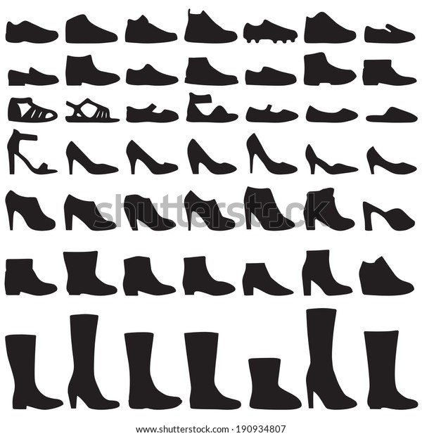 Vector Fashion Woman Man Shoes Silhouette Stock Vector (Royalty Free ...