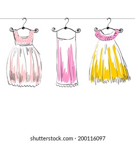 vector fashionable beautiful clothes for little girls