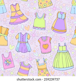 Vector Fashionable Beautiful Clothes Little Girls Stock Vector (Royalty ...