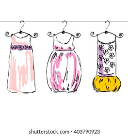 vector fashionable beautiful clothes for little girls