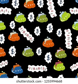 Vector Fashionable fabric pattern. Colour Spring Theme seamless pattern Background. Flat Flower Elements Design. Cute flowers pattern with purple, blue and black colors.