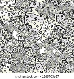 Vector. Fashionable fabric pattern. Seamless pattern Print. Doodles black, gray and neutral on colors.