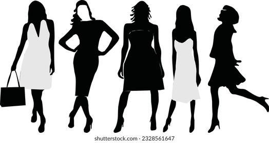 vector fashionable female silhouette beautiful