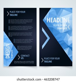 vector fashionable flyer advertisement or leaflet design template with blue three texture on darkness scene abstraction background scene digital performance trendy empty marketing blue fancy print cre