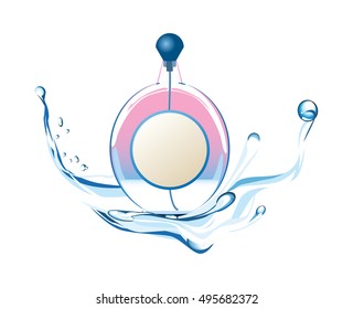 Vector fashionable illustration of perfume with splashes