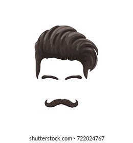 Vector fashionable man hairstyle with a mustache. Isolated on white background.