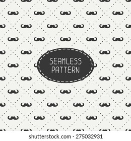 Vector fashionable seamless retro pattern with curly vintage hipster gentleman mustache. Wrapping paper. Paper for scrapbook. Tiling. Vector illustration. Background. Graphic texture for design.