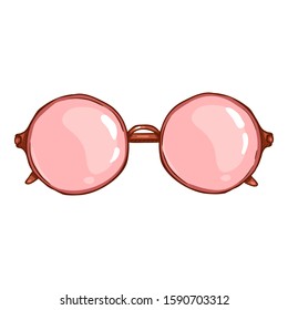 Vector Fashionable Sunglasses with Pink Round Lenses