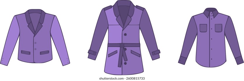 Vector fashionable warm clothes styles. 