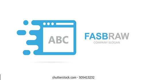 Vector fast browser logo combination. Speed web page symbol or icon. Unique site and network logotype design template.