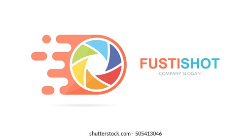 Vector fast camera shutter logo combination. Speed lens symbol or icon. Unique photo and focus logotype design template.