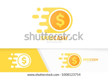 Vector fast coin logo combination. Speed money symbol or icon. Unique cash and digital logotype design template.