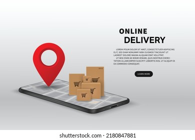 Vector fast delivery concept. Smart phone application. Template banner design.