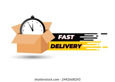 Vector fast delivery logo with courier
