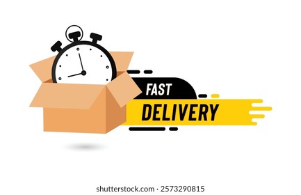 Vector fast delivery logo with courier