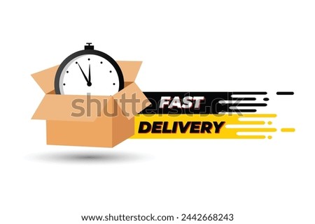 Vector fast delivery logo with courier
