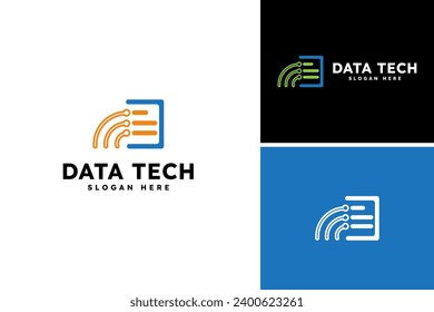 Logo de tecnología de datos de documentos veloces para vectores, plantilla de diseño de logotipo de negocios