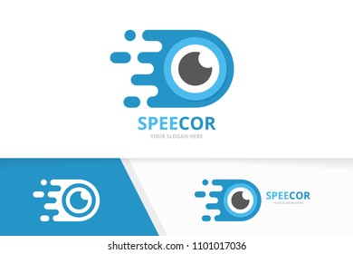 Vector fast eye logo combination. Speed optic symbol or icon. Unique vision and quick logotype design template.