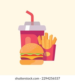Vector fast food advertising composition