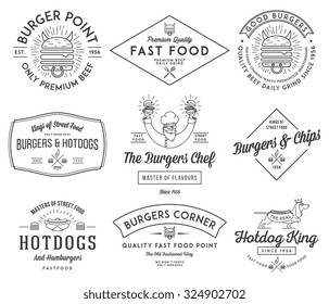 Vektor-Fast-Food-Abzeichen und Symbole für jeden Verwendungszweck