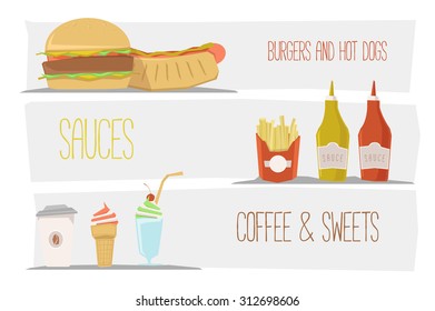 Vector fast food banners.