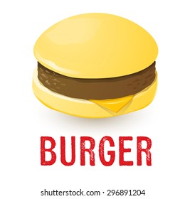 Vector fast food burger hamburger banner. Isolated on white background