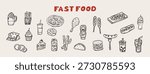 Vector fast food collection. Hand drawn doodles