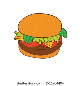 vector fast food delicious hamburger