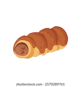 Vector fast food in flat style. Sausage in dough and sauces. World food day illustration hand drawn vector illustration.