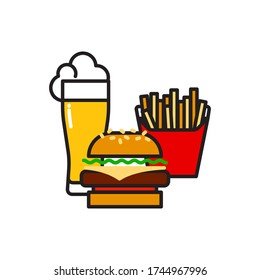 Vector fast food icon set. Flat illustration of vegetables isolated on white background. Icon vector illustration sign symbol.