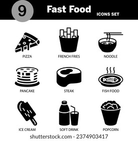 VECTOR FAST FOOD ICON SET IN BLACK VERSION