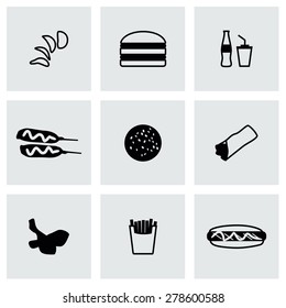 Vector Fast food icon set on grey background