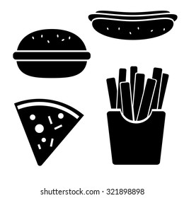 Vector fast food icon set isolated on white background