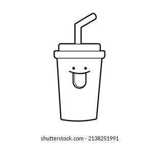 Vector fast food icon, soda, lemonade fast food drink icon