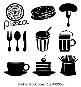 Vector. Fast food icons.