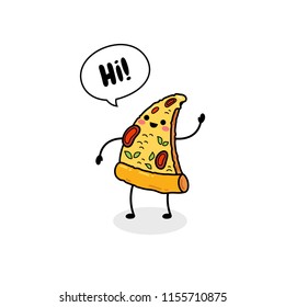 Vector fast food illustration. Cartoon doodle comic icon junk food. Template for printing, postcards, covers, textiles, clothes