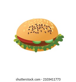 Vector Fast Food Illustration. Hamburger Drawing. Food Logo