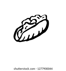 Vector fast food meal. Doner kebab ink illustration.