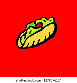 Vector fast food meal grunge icon. Kebab ink illustration.