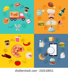 Vector Fast Food Pizza Delivery Icon Illustration