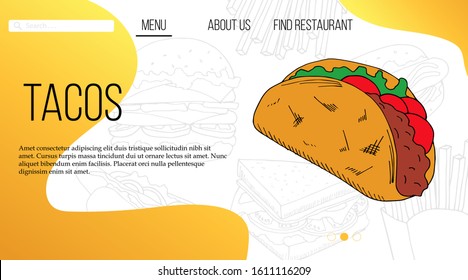 Vector fast food web site template. landing page design for website and mobile site.