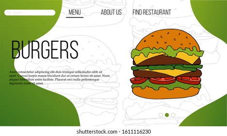 Vector fast food web site template. landing page design for website and mobile site.