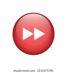 Vector fast forward red button icon on white Background.