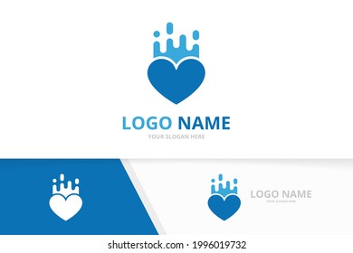 Vector fast heart logo combination. Unique speed care logotype design template.