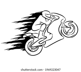 vector of fast motorbike racer with flying wind