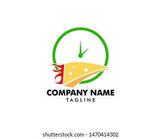 Vector fast pizza logo, Pizza quickly delivering logo